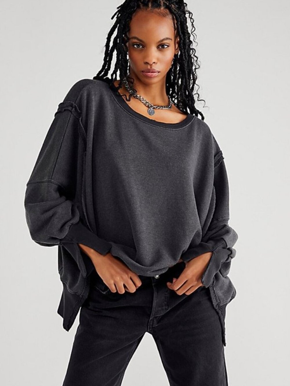 Free People We The Free Camden Sweatshirt - Black - Size Small